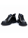 Apollo Moda men's Atlas Eclipse glossy black lace-up sneaker, fourth angle