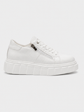 Apollo Moda Men's Aether Blanc white crocodile-textured sneaker with side zipper, main product photo
