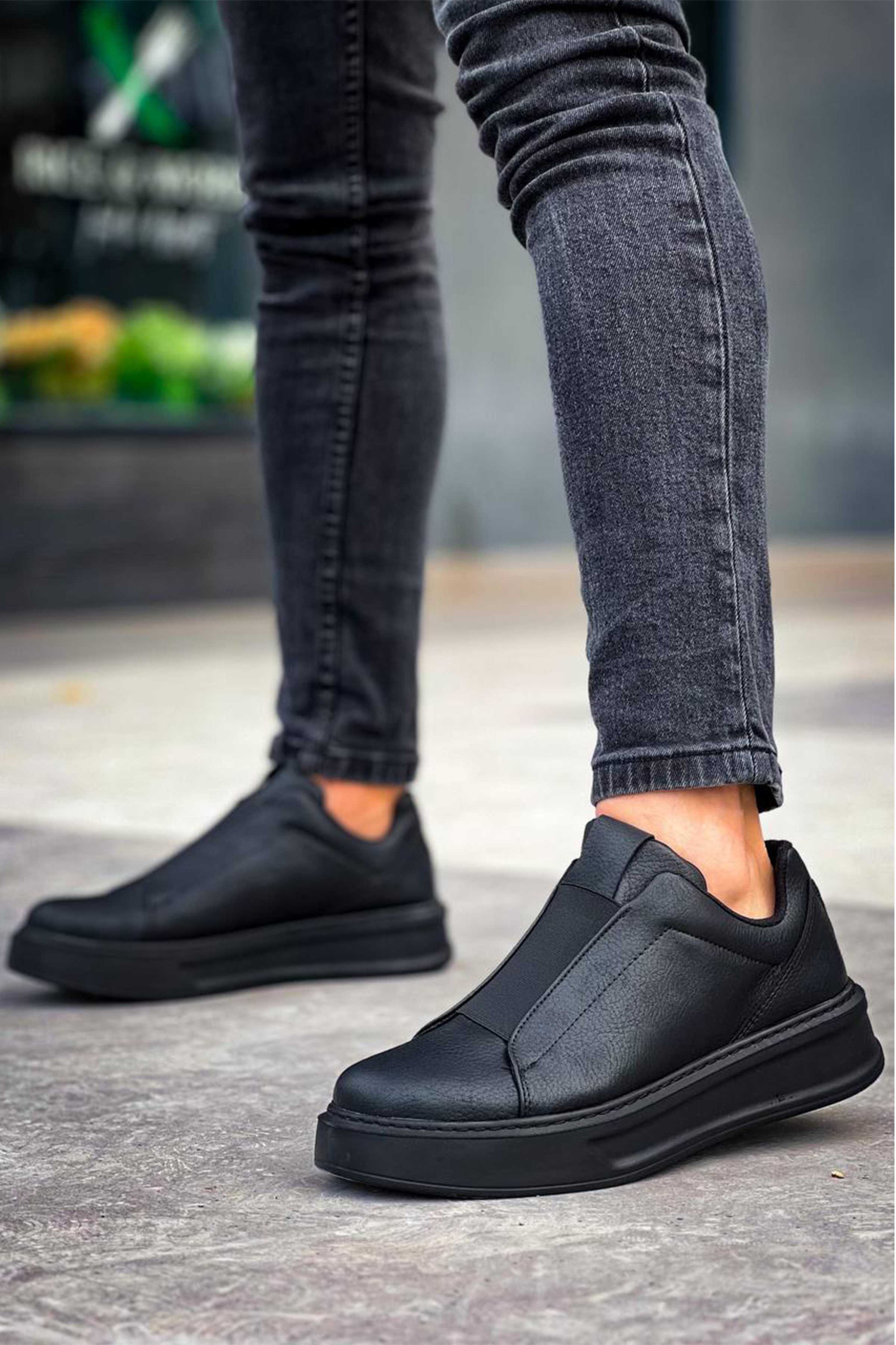 Izmir X-2 slip-on sneaker in black by Apollo Moda, view 2