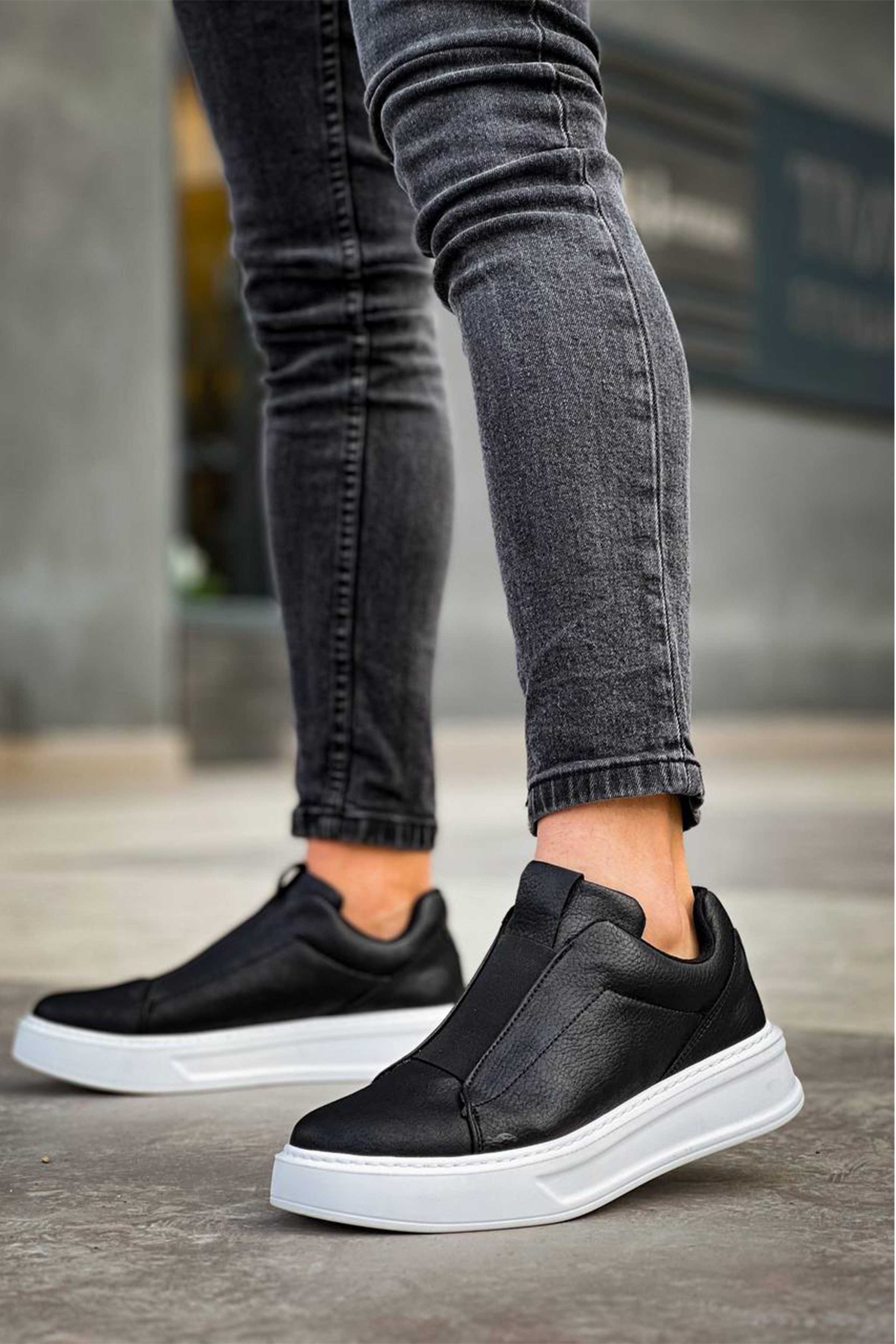 Izmir X-4 slip-on sneaker in black by Apollo Moda, view 2