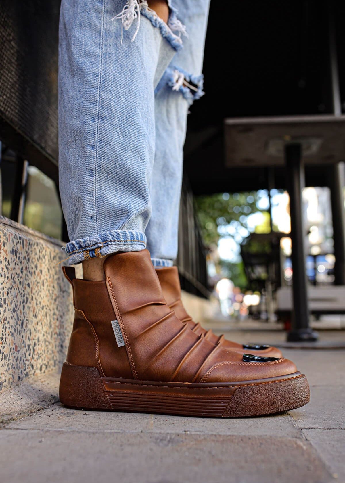 Luka Earthy ankle boot in brown by Apollo Moda, view 2