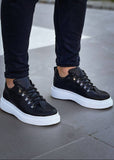 Atlas Jet black casual sneaker with hiking eyelets by Apollo Moda, sixth angle