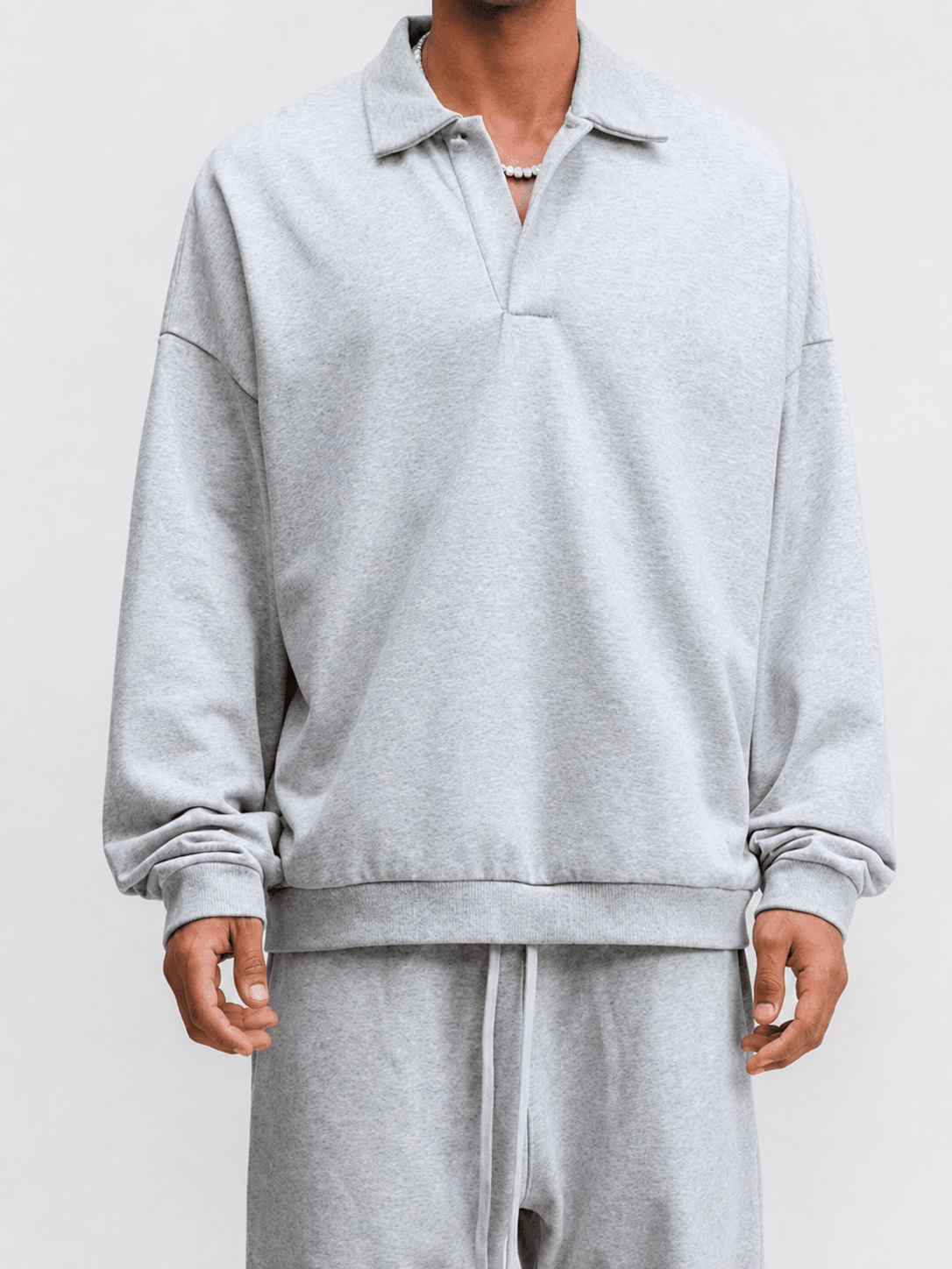 Half-Placket Polo Collar Oversized Sweatshirt