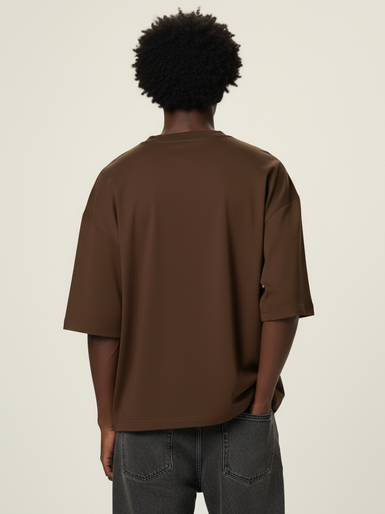 Aero boxy crop tee in brown by Apollo Moda, view 6