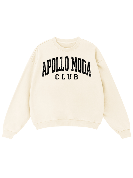 Club Collegiate oversized crewneck sweatshirt in apricot by Apollo Moda, view 2