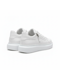 Men's Aether Blanc by Apollo Moda, white croc-embossed low-top sneaker with side zipper, third angle