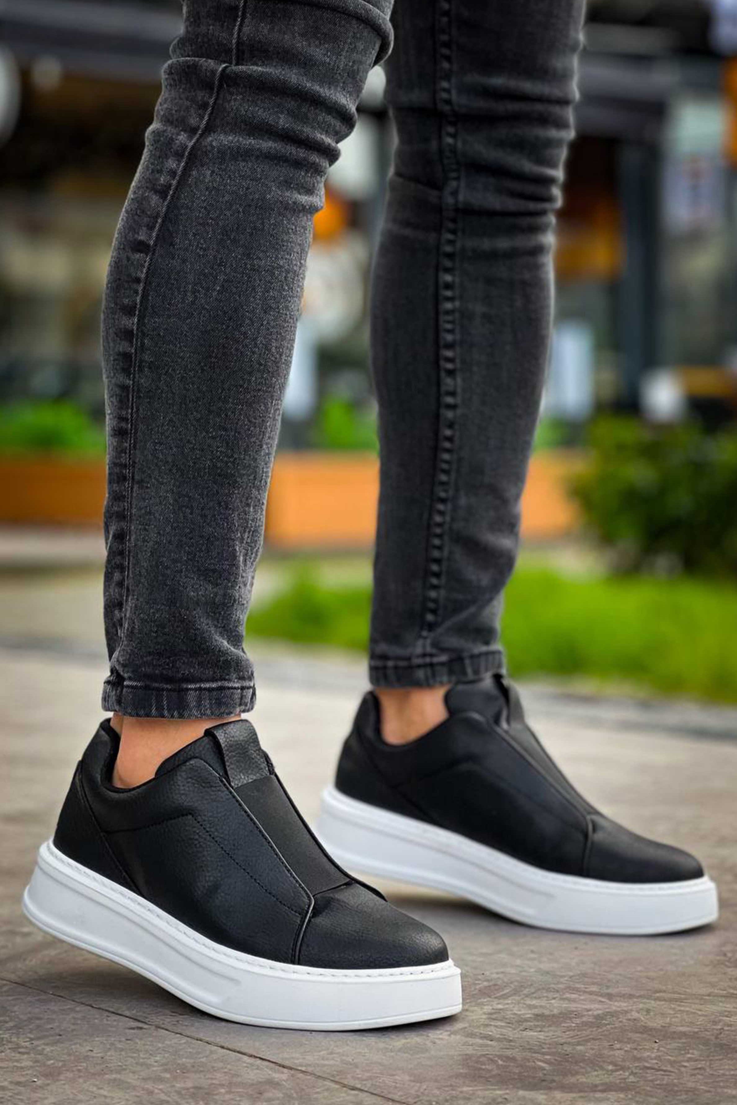 Izmir X-4 slip-on sneaker in black by Apollo Moda, view 6