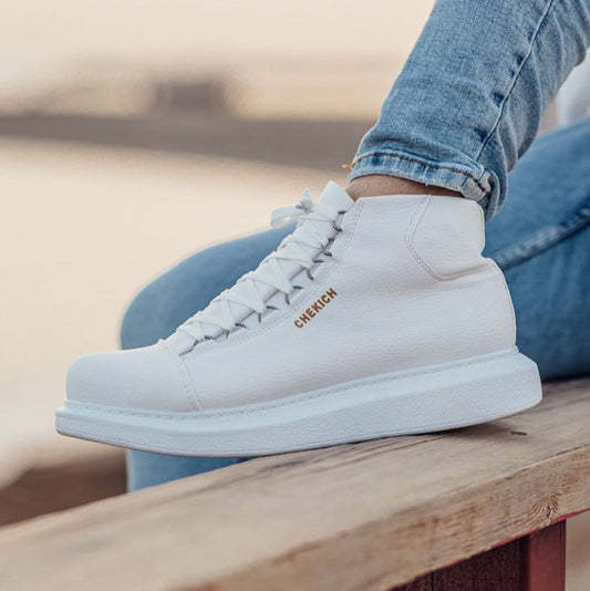 Kelly Pristine Purity high-top boot in white by Apollo Moda, view 2