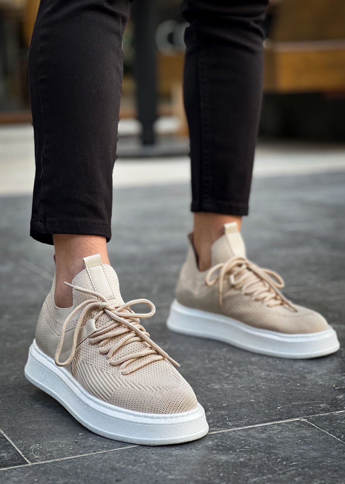 Madrid Beige White casual sneaker in beige by Apollo Moda, view 6