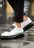 Stark Contrast Collection casual sneaker in white by Apollo Moda, view 2