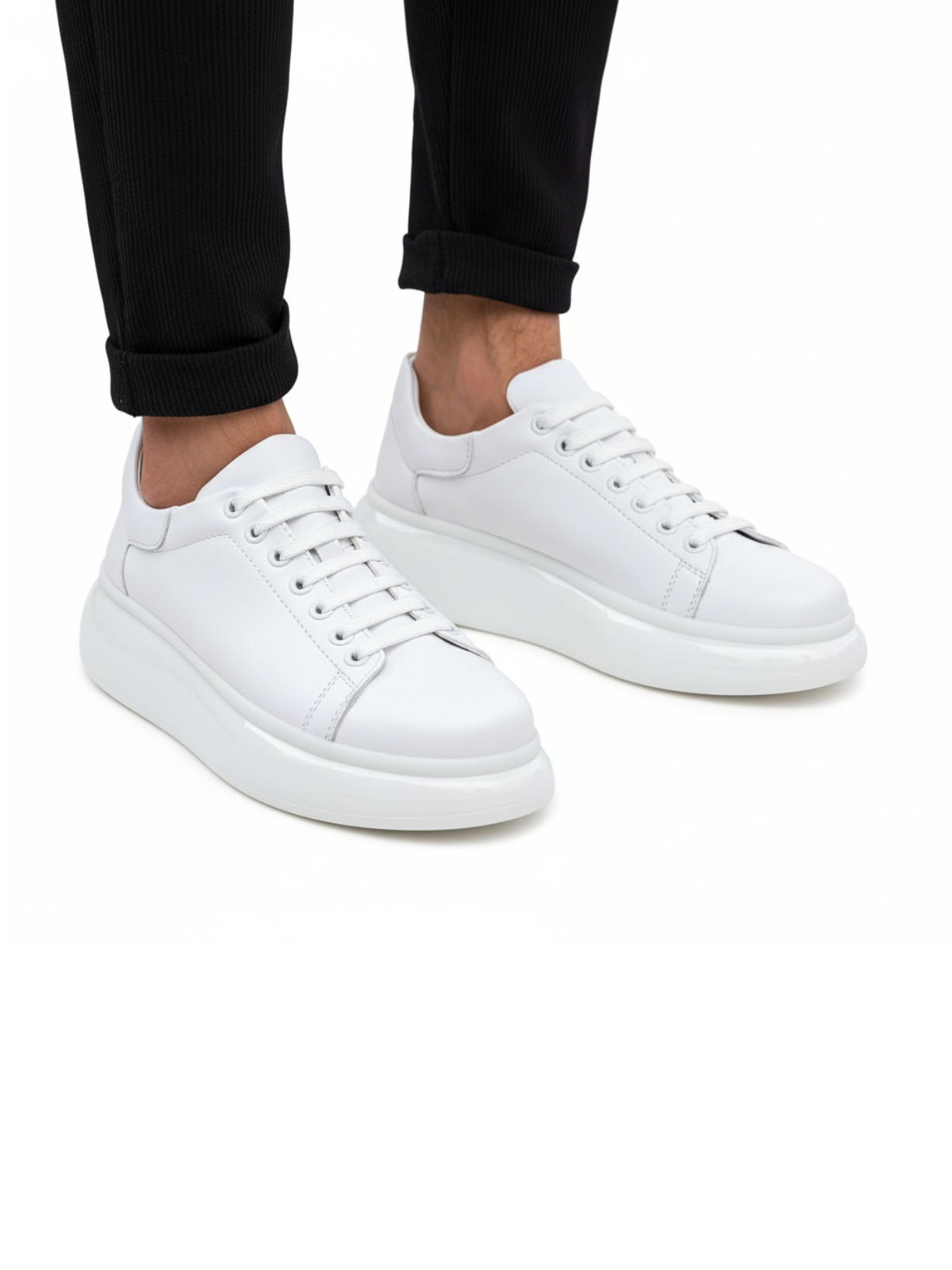 Stark Pure White casual sneaker in white by Apollo Moda, view 4