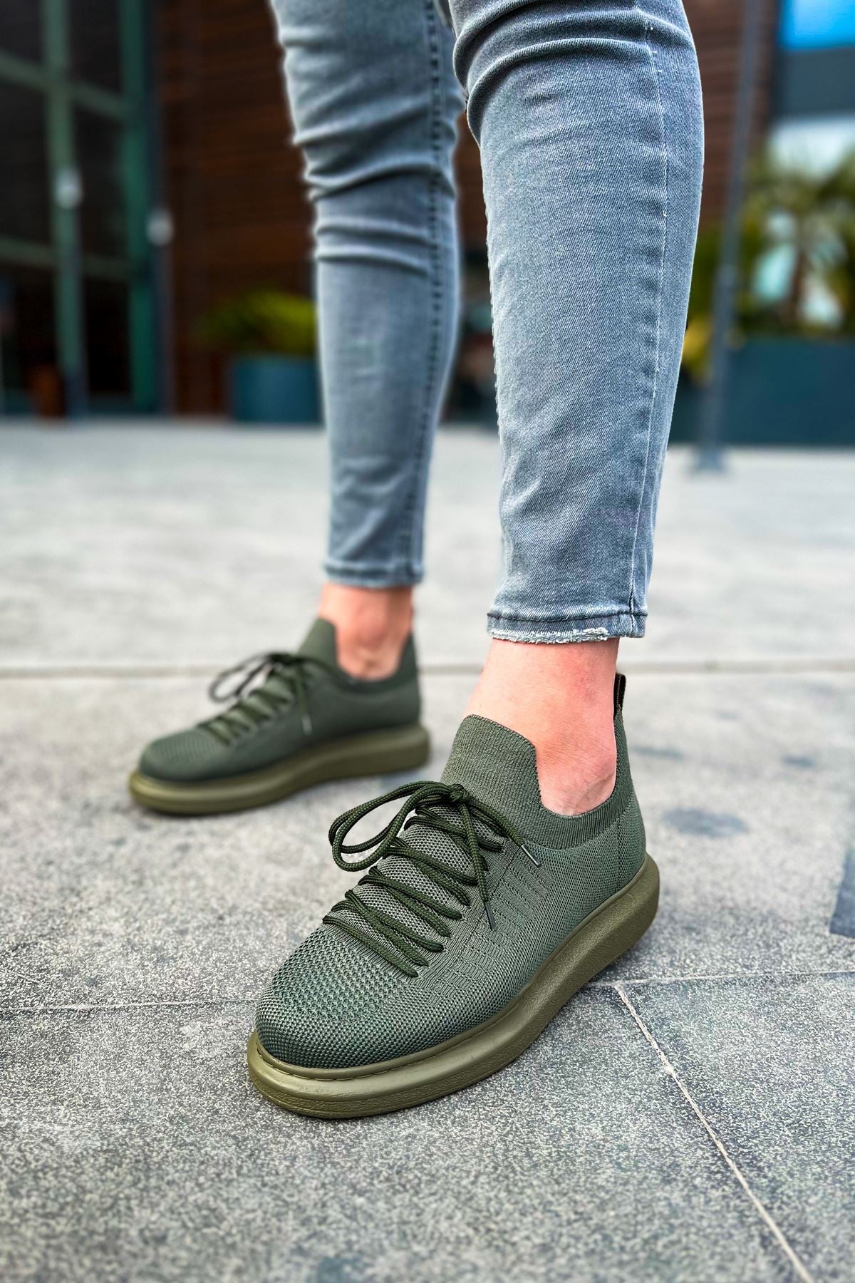 Torino Emerald Allure knit casual sneaker in green by Apollo Moda, view 4