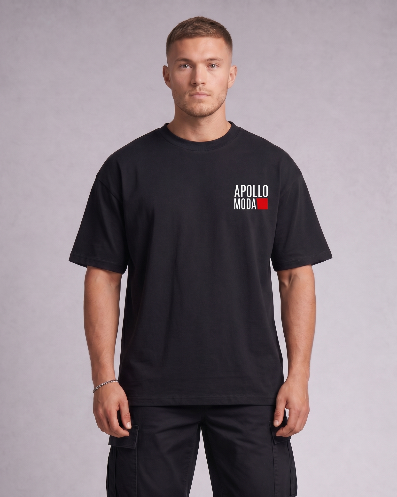 Monkey Business Only oversized graphic tee in black by Apollo Moda, detail view 1